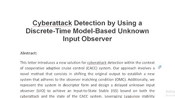 Cyberattack Detection by Using a Discrete Time Model Based Unknown Input Observer