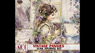 Vintage Pansies Junk Journal Kit by SharmStudio 496 views 2 months ago 1 minute, 54 seconds