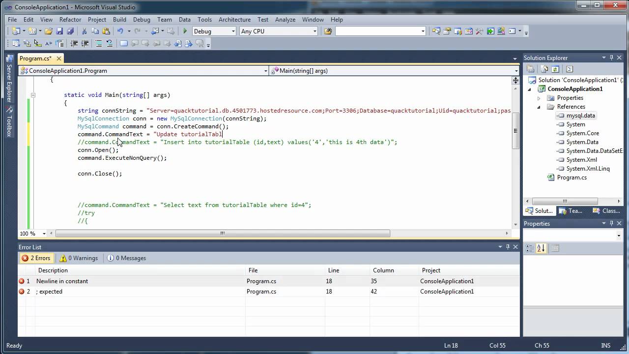 PART 2 - Connect to MySQL Database - Use Select, Insert, Update - C# C ...