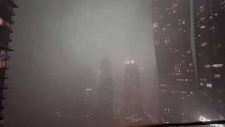 Dubai Skyline Obscured by Torrential Rain