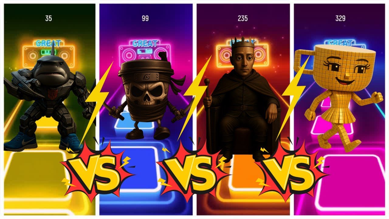 OMG! Tiles Hop CRAZY Battle – Golden Cup vs Mecha Shark ⚡