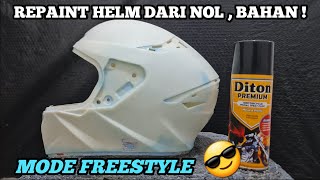 DARI BAHAN JADI ALA ALA MOTIF RACE, Repaint helm dari nol sampai finishing menggunakan cat aerosol