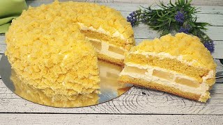 The famous delicious MIMOSA cake! A very delicate, fast and inexpensive cake! Without gelatin!