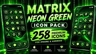 Matrix Neon Green Icon Pack 💚 | 258 Premium App Icons for iPhone & Android screenshot 1