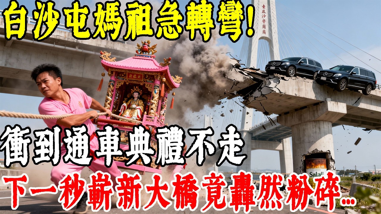 白沙屯媽祖急轉彎！衝到通車典禮「死釘橋頭」不走，下一秒嶄新大橋竟當眾轟然粉碎...#情感#民間故事#真實故事#中老年生活 #台灣