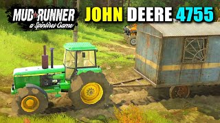 John Deere 4755 Tractor Unlocking Garage - Spintires Mudrunner