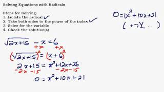 Solving Equations With Radicals Part 3 of 3