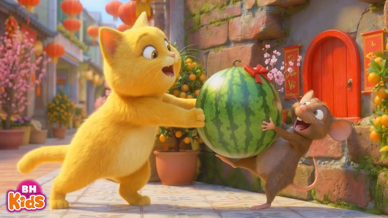 Bé Chúc Tết Mọi Người - Nhạc Thiếu Nhi Chúc Tết Ông Bà Vui Nhộn Cùng Mèo Con