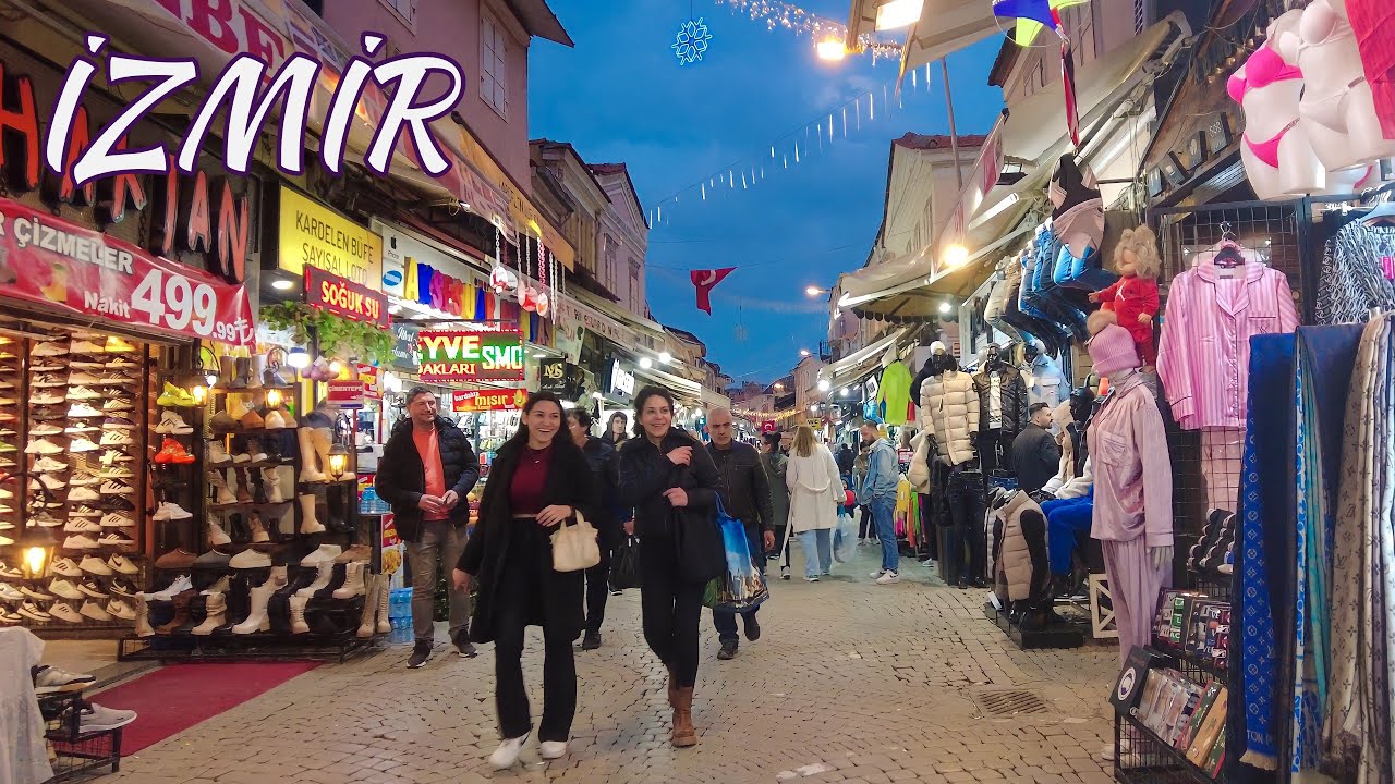 🇹🇷 An Evening Walk in İzmir: Explore Konak & Kemeralti Bazaar (4K 60fps)