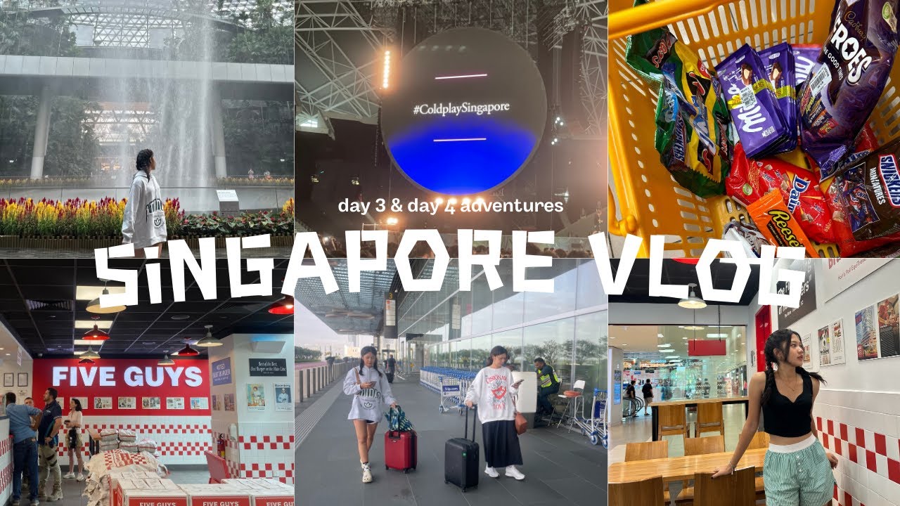 SINGAPORE VLOG pt 2 🛬 coldplay concert, trying five guys and tori-q, suitcase lost in KL 😨