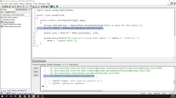 JOptionPane Example,  Area of Circle