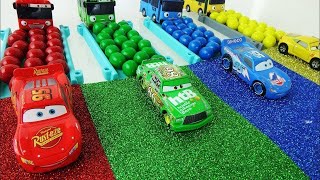 Disney Cars Pixar Lightning McQueen \& Tayo Bus with Rainbow Slide gumball | ToytubeTV