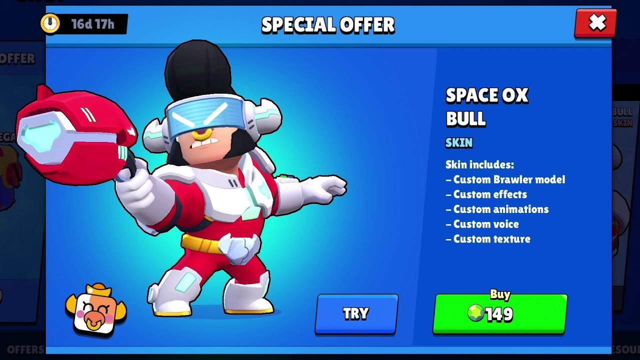 Brawl Stars Space Ox Bull Skin Purchased Winning Loosing Animations Youtube - skins brawl stars bull