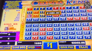 $1,880 Jackpot Hand Pay $1 Cleopatra Keno $8 Max Bet Bonus Bug #kenonation
