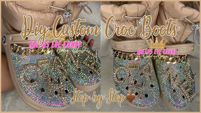 LV INSPIRED FABRIC ON GLITTER CROCS DIY VIDEO- TRYING OUT KRYSTAL