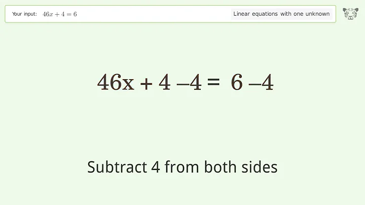 Linear equation with one unknown: Solve 46x+4=6 step-by-step solution