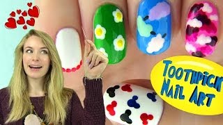 Another cute and easy nail art - Toothpick Nails! This nail tutorial shows 5 nail designs using only a toothpick! All you need for these 