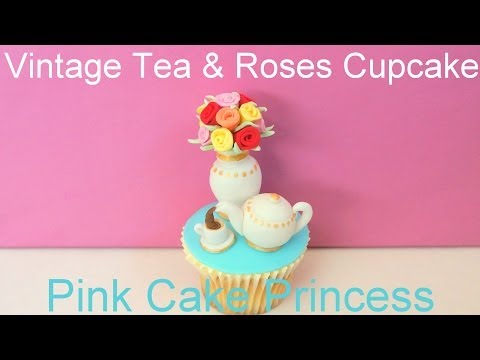 Mother&rsquo;s Day Miniature Tea & Roses Cupcake - How to by Pink Cake Princess