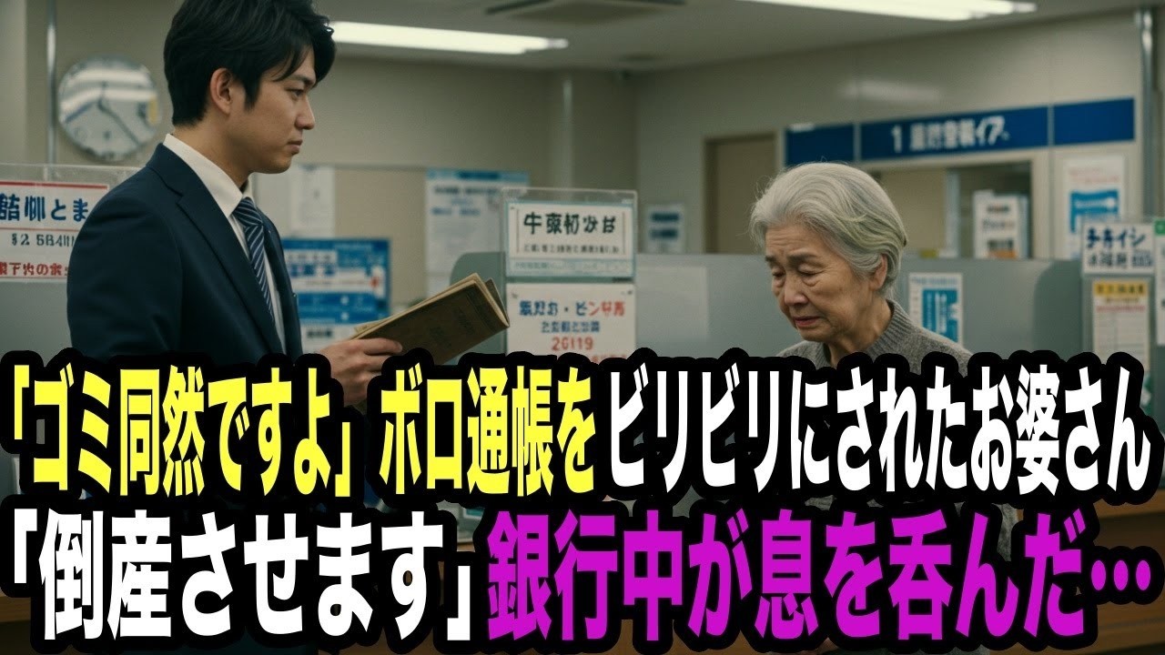 「かわりに捨てときますねw」とボロ通帳がビリビリに。「倒産させます」お婆さんの行動に行員たちは息を呑んだ…