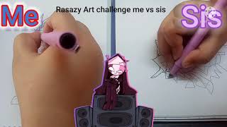 me vs my sister doing art challenge 🥱😶 [ Friday Night Funkin Midfight Masses ]