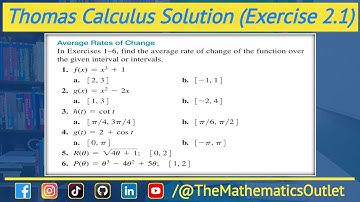 Thomas calculus exercise 2.1 Q1 to Q6 | Average rate of change of a function from x1 to x2 || Lec 1