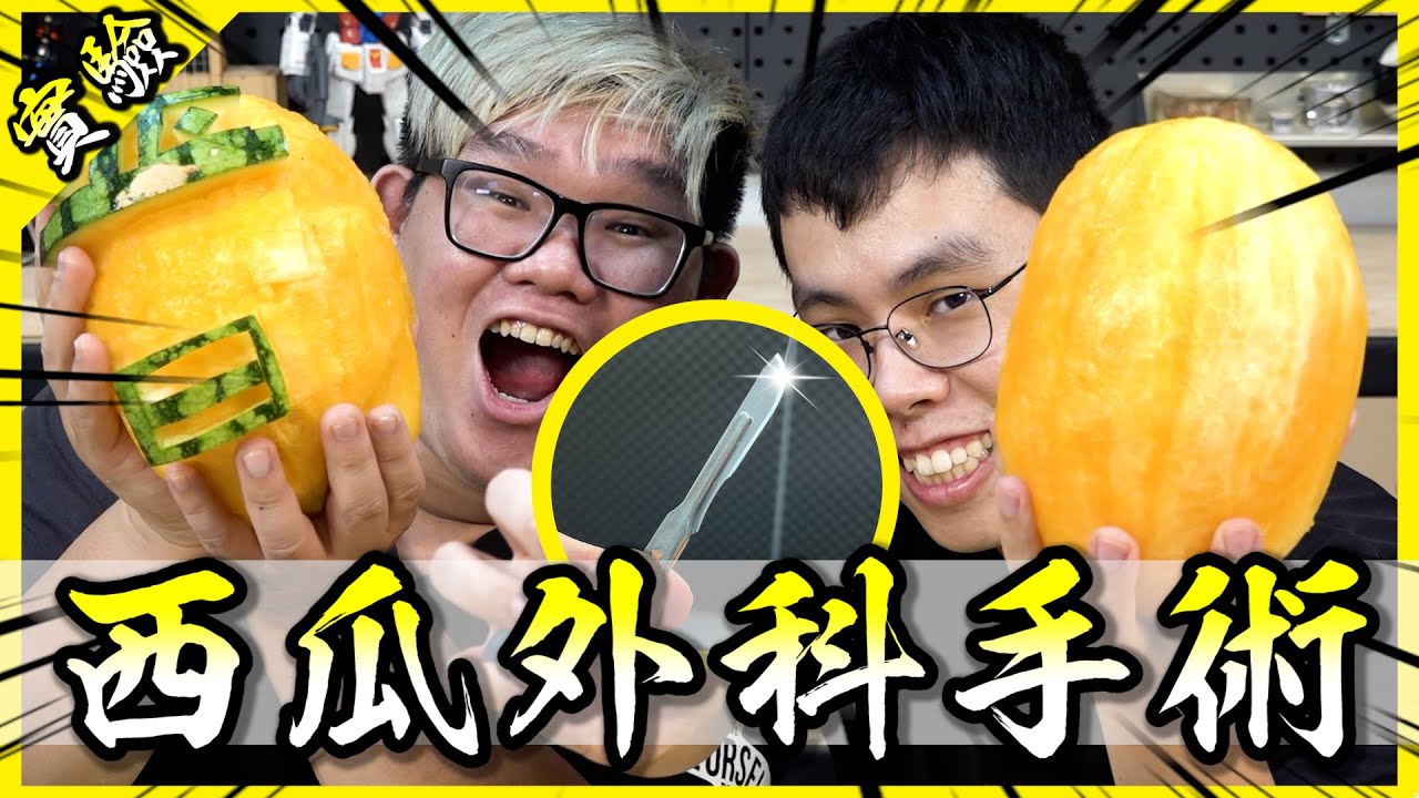 幫西瓜🍉做脫皮外科手術！解剖刀也太鋒利了吧我的天😳【胡思亂搞】(ft. @AJin_Jin )