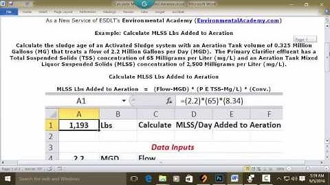 Calculate MLSS Lbs. Added Aeration