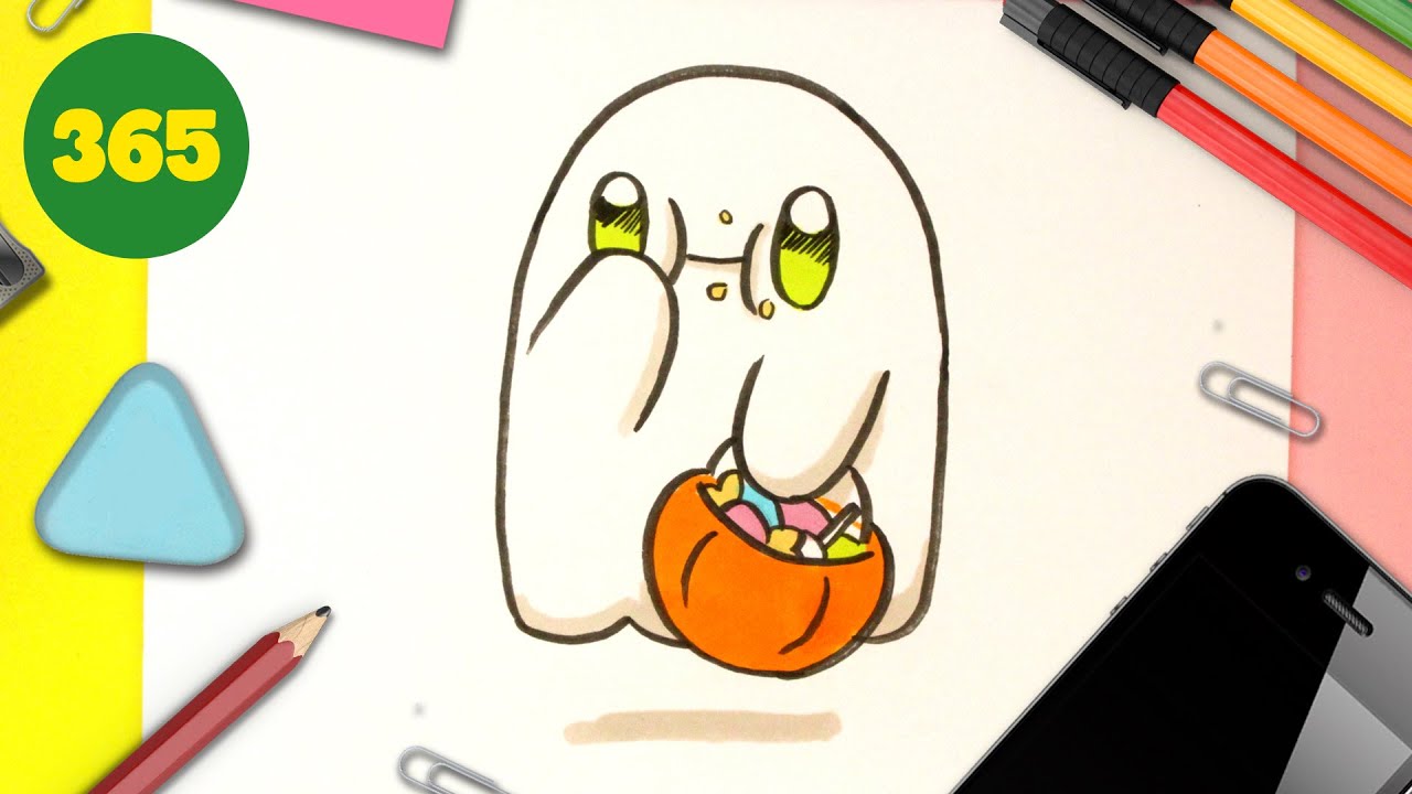 COMMENT DESSINER FANTÔME KAWAII ÉTAPE PAR ÉTAPE – Dessins kawaii facile