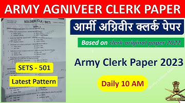 ARMY AGNIVEER CLERK PAPER || आर्मी अग्निवीर क्लर्क पेपर || Army clerk paper 2023 || oneplus academy