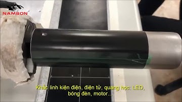 Máy khắc laser xoay liên tục trên biên dạng hình trụ tròn với gá xoay tự động