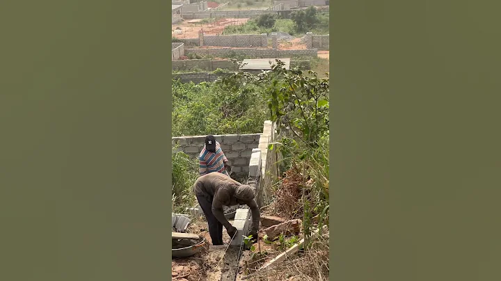 Boundary wall construction on a hill  in Ghana #construction #constructionlife #fence #boundarywall