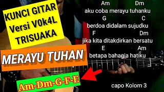 Kunci Gitar Merayu Tuhan - Trisuaka Feat Dody Kangen Band | Chord Am,G,C,F,Dm,E (capo kolom 3)