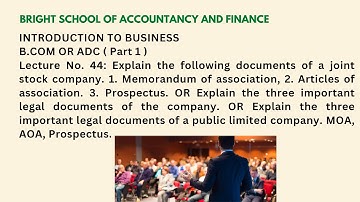 Introduction to business | B.COM OR ADC (Part 1) | Past papers Solved | Lecture: No 44