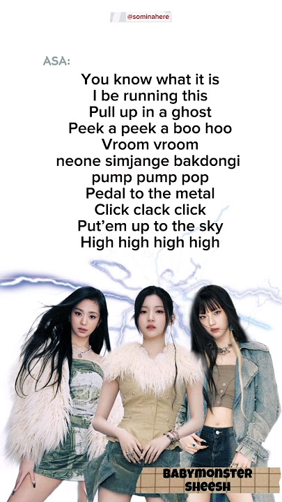 Babymonster SHEESH Rap part {easy lyrics} #babymonster#sheesh#baemon#ahyeon#asa#ruka#sheeshlyrics#yg