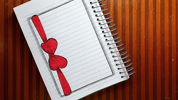كيفية تزيين الدفاتر المدرسية 2020 للبنات من الداخل على شكل فيونكة رسم سهل  notebook border design