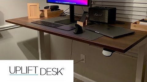 Uplift Standing Desk (V2) | Walnut wood Laminate with Advanced Paddle Keypad