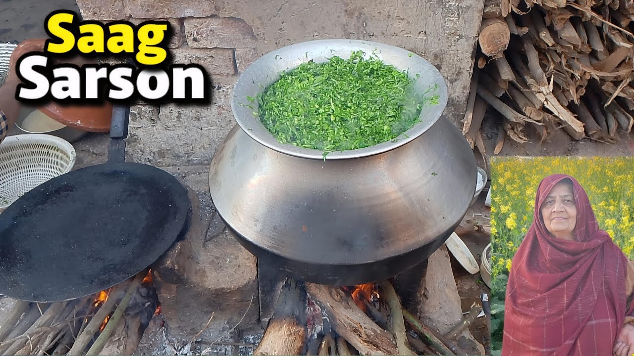 Gaon Mein 30 KG Sarson Ka Saag | Lakri Ke Chulhay Pe Desi Khana | Khalis Doodh Ki Chai In Village