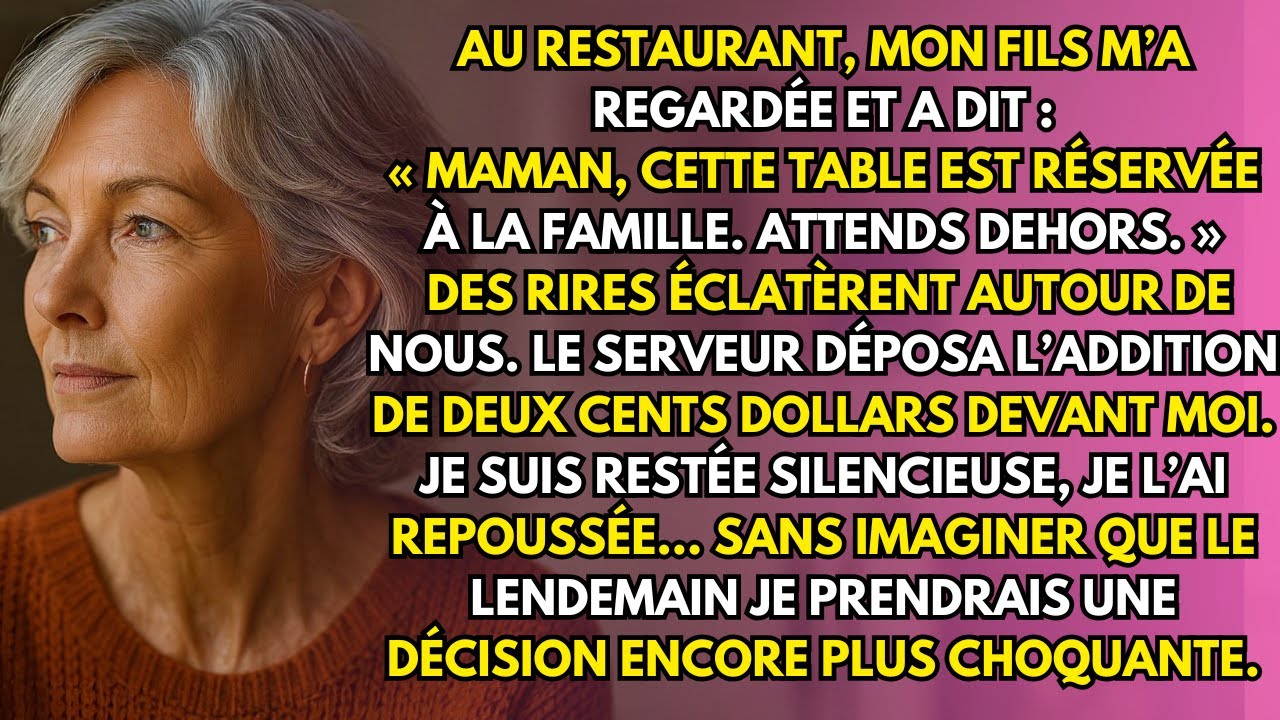Mon fils hurla au resto « Maman, cette table est réservée, il n’y a de place que pour la famille ! »