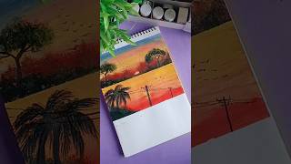 Easy Sunset painting #acrylic colour painting #shorts