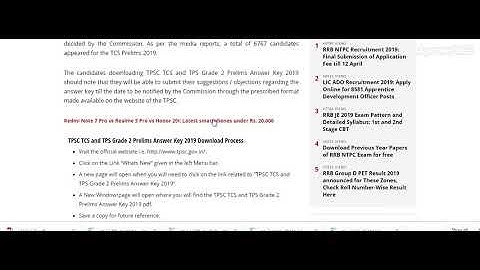 TPSC Answer Key 2019: Tripura TCS and TPS Grade 2 Prelims ...