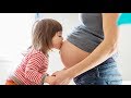 Funny Kids Babies Love Mom's Pregnant Belly -  Big brother sister showing love to baby in Mom womb