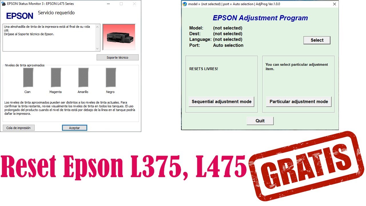Reset Epson L475 Almohadillas al Final de su Vida Útil. - YouTube