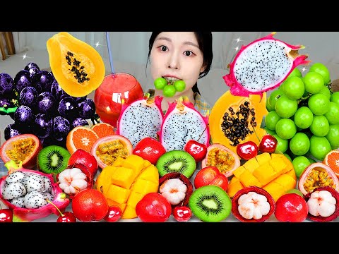 ASMR MUKBANG| 다양한 과일 먹방 & 레시피 (샤인머스켓, 망고, 수박, 용과) EXOTIC FRUITS EATING