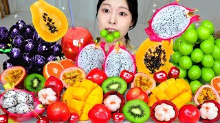 ASMR MUKBANG| Various fruits party (Papaya, Mangosteen, Shine musket, Dragon fruit, Grapes).