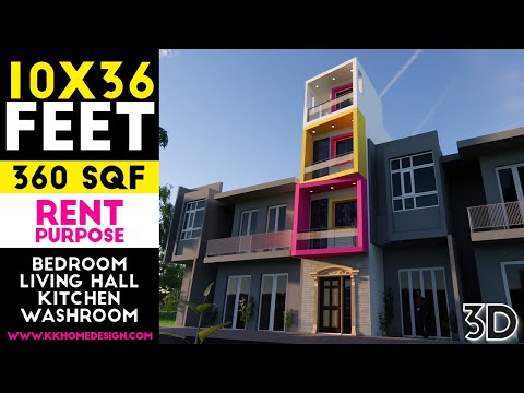 10x36 Feet Small Space Morden House Design 2020 || 360 sqft || 10 by 36 Feet House Plan#49