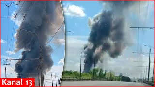 Ukrainian army attacked Russian weapons depot in Luhansk - Footage from the area