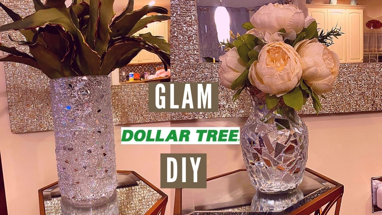 DIY DOLLAR TREE MIRROR DECOR  DIY GLAM MIRROR VASE \ DIY MIRROR