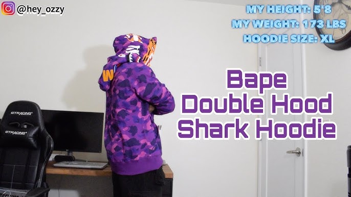 BAPE Giant shark full zip hoodie purple camo A Bathing Ape Size M