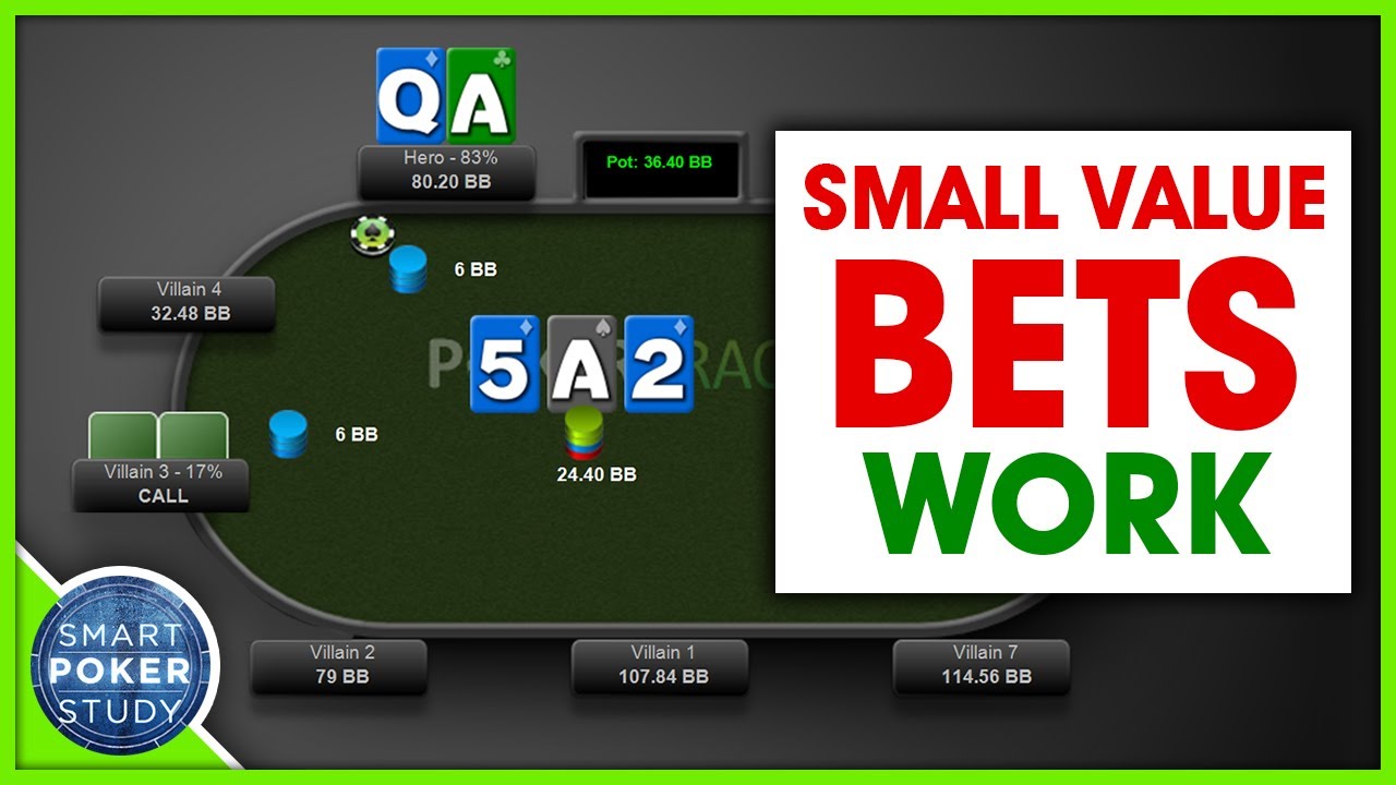 Small bets can get value from weaker hands, even in 3bet pots (Hand Reading Exercise)