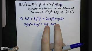 Calculus Lesson 3.5 Implicit Differentiation Example 2